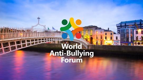 Image of the World Anti-Bullying Forum logo overlaid over an image of the Ha’penny Bridge