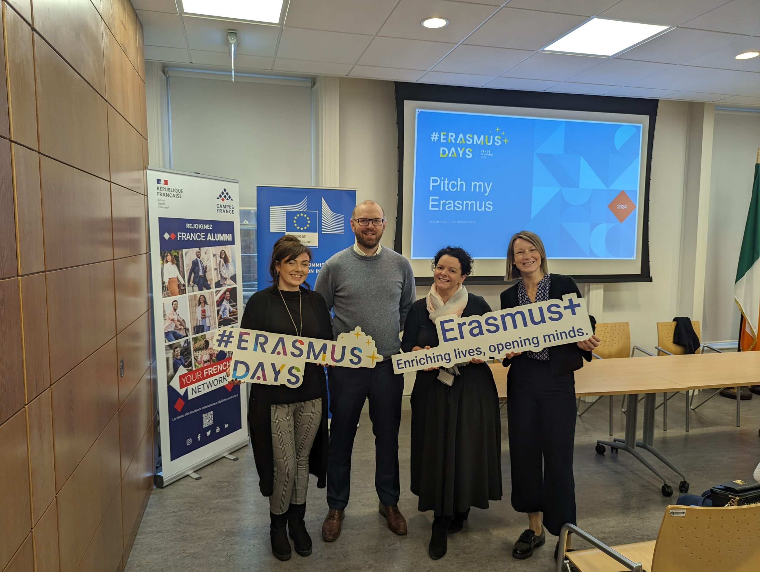 Dana Halliday and Dr Mark Empey from the HEA alongside Emma Grainger and Deirdre Finlay from Léargas