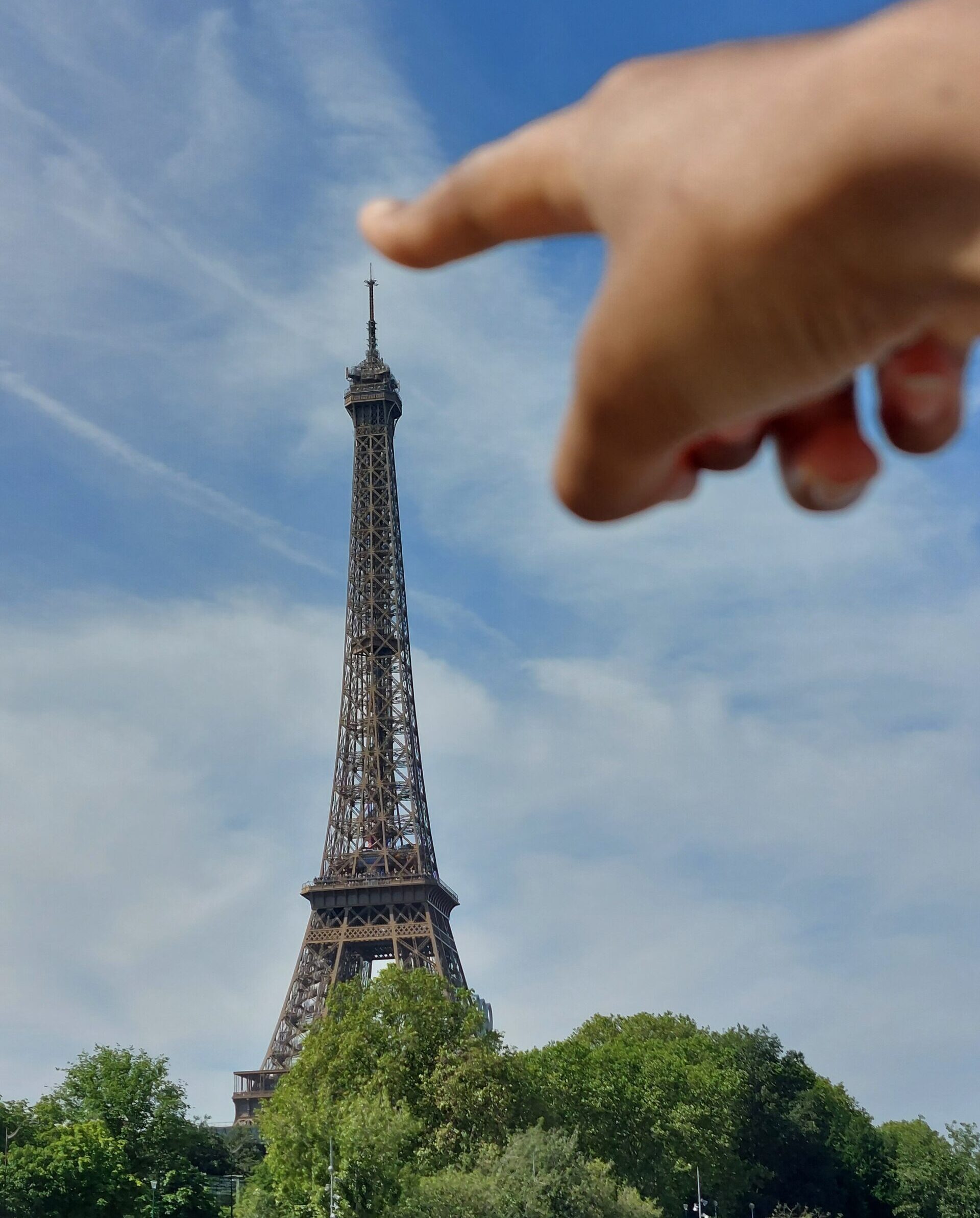 View of the Eiffel Tower from a riverboat