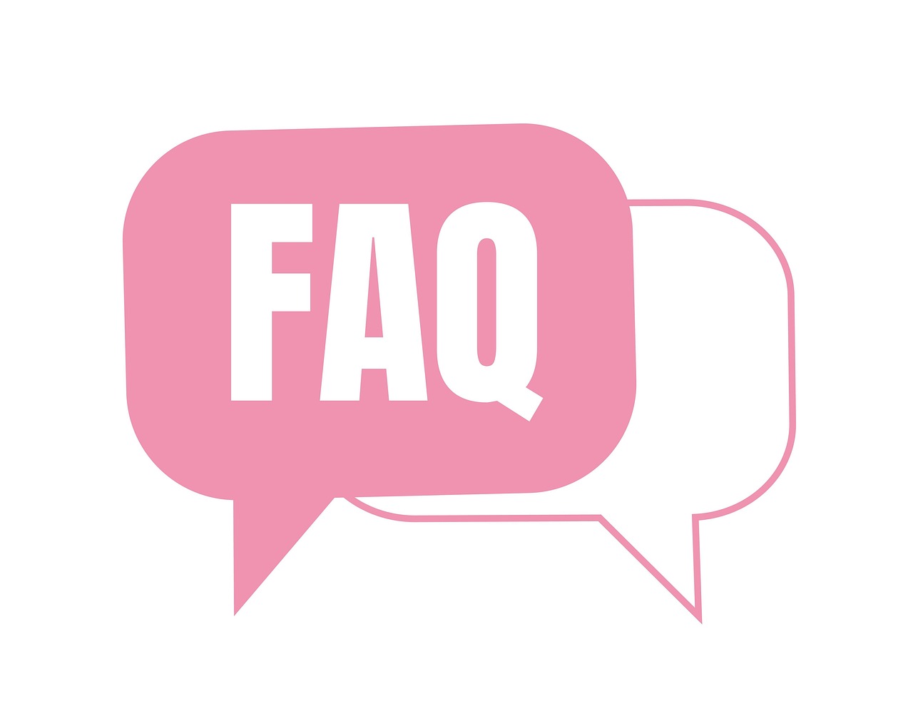 Speech bubble containing the letters FAQ