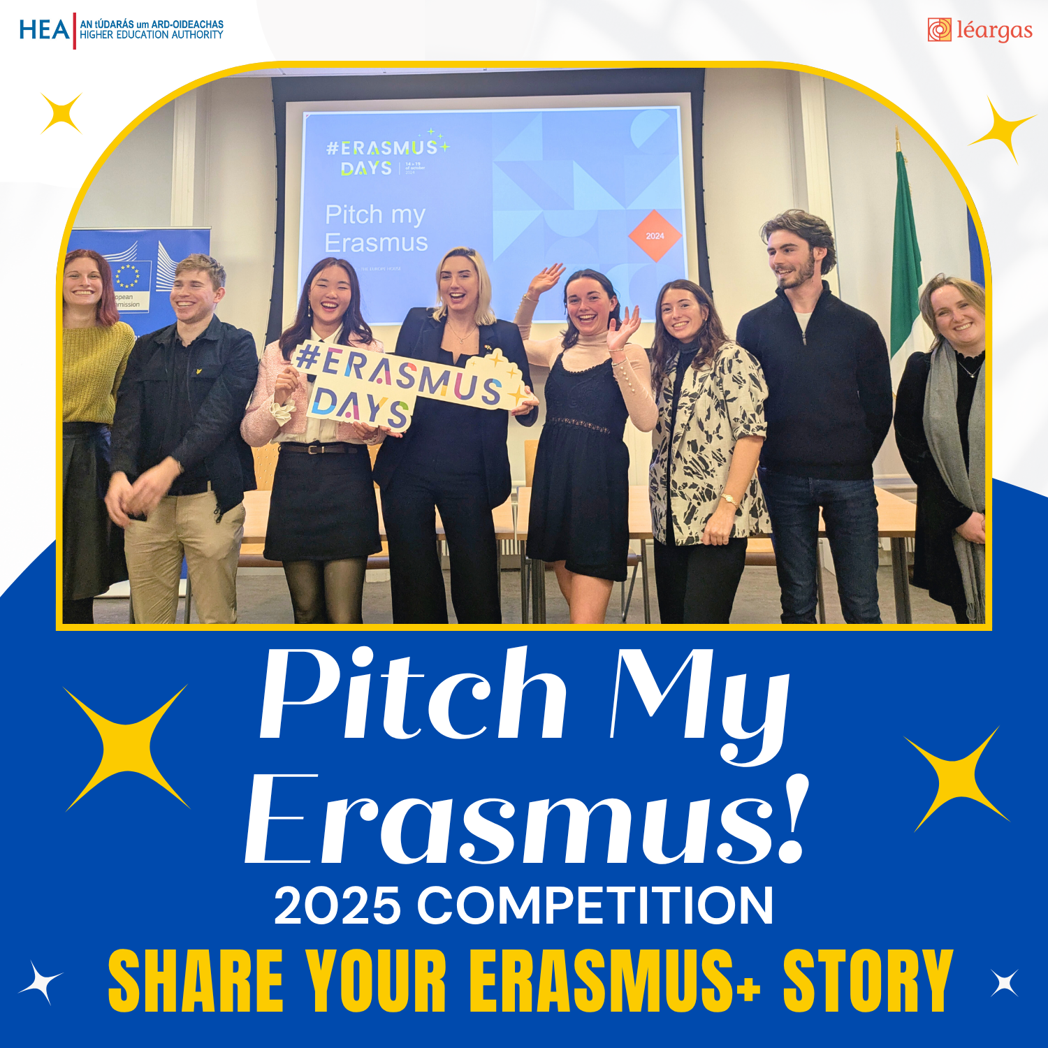 Pitch My Erasmus poster showing previous participants