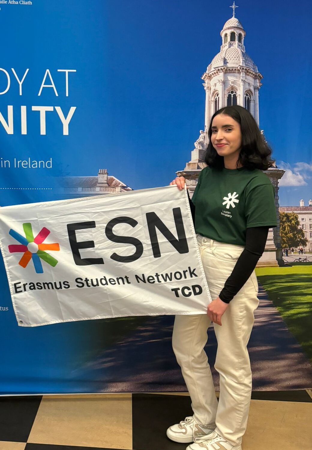 Lauren with ESN flag