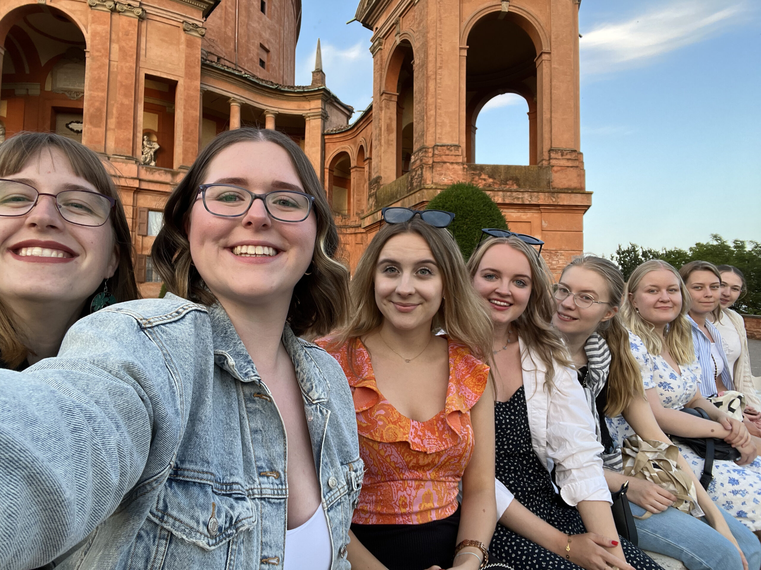 My friends and I in San Luca, Bologna, where we frequently went for sunset picnics
