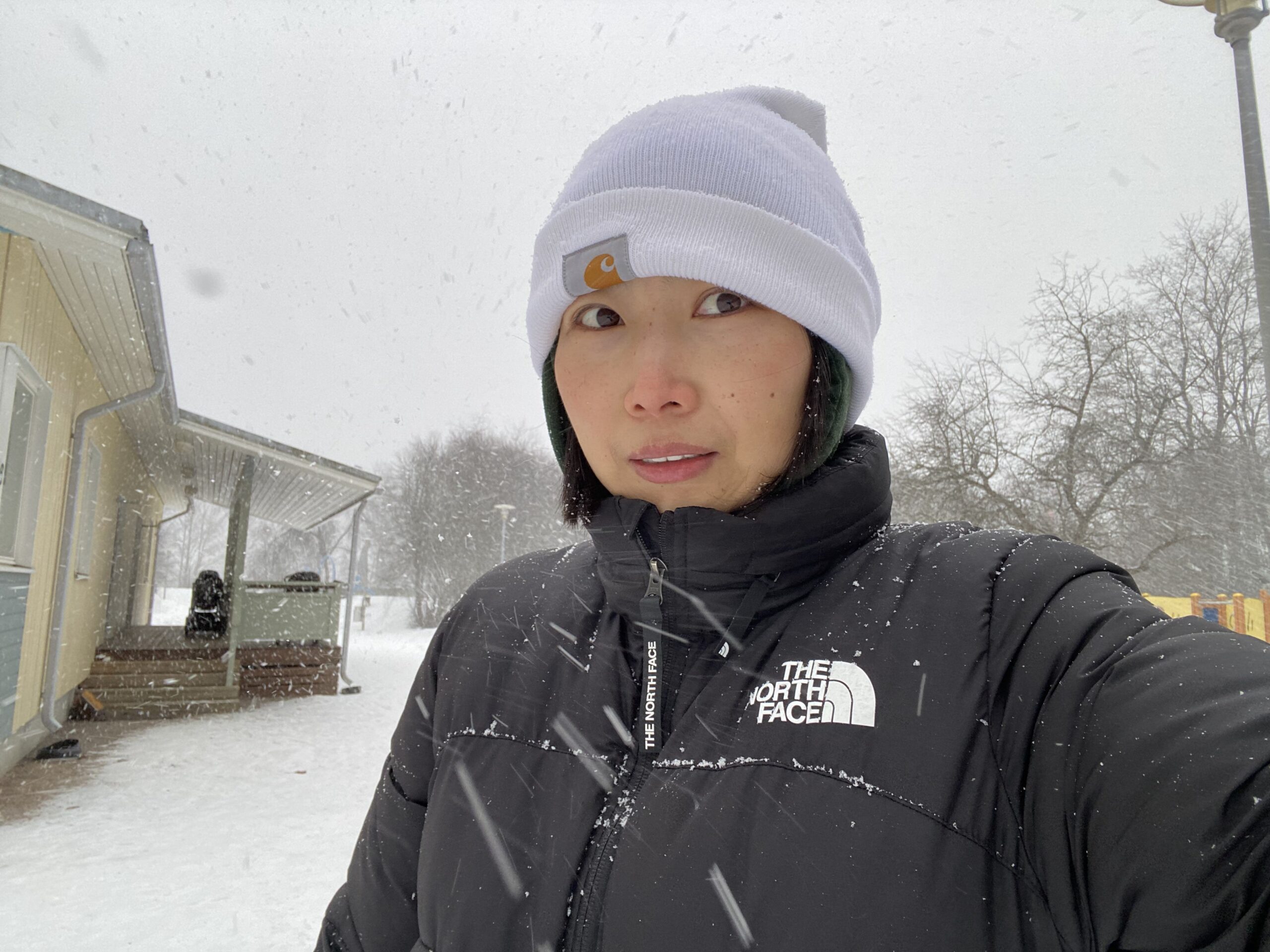 Ella outside in snowy February 2025